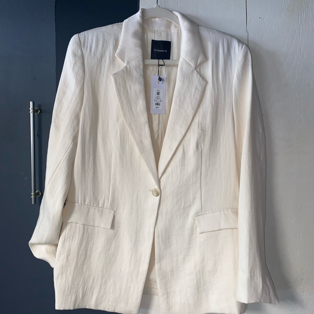 Dynamite Off-White Single-Button Notch Lapel Blaz… - image 1
